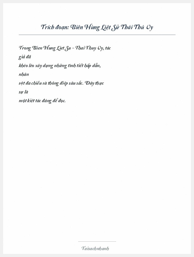 Trích đoạn Biên Hùng Liệt Sử Thái Thú Vy