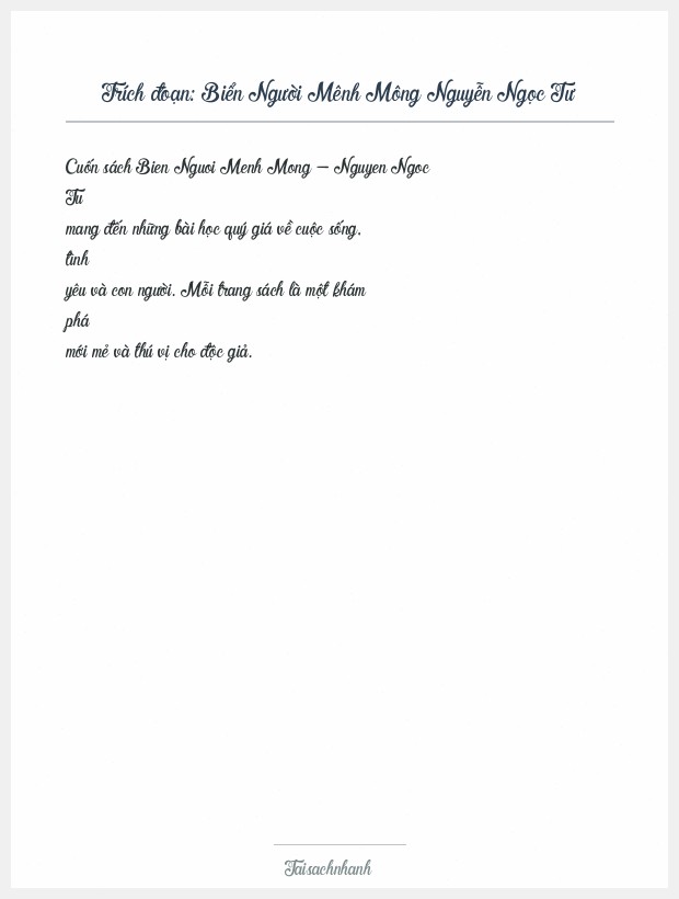 Trích đoạn Biển Người Mênh Mông Nguyễn Ngọc Tư
