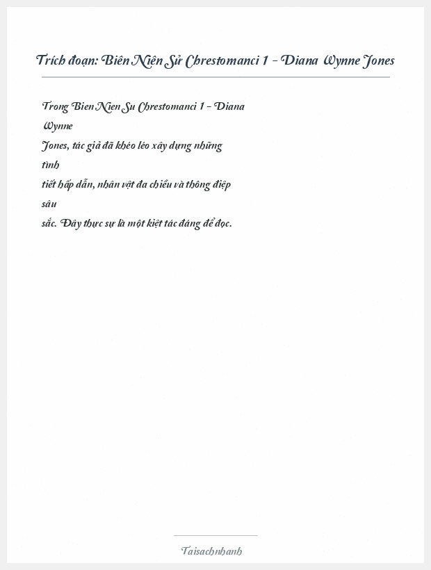 Trích đoạn Biên Niên Sử Chrestomanci 1 - Diana Wynne Jones