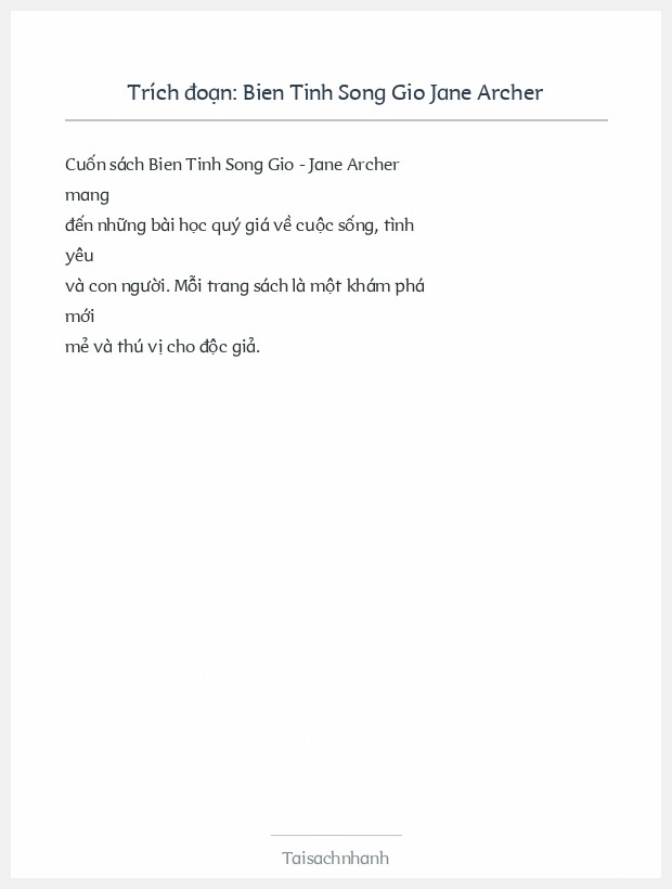 Trích đoạn Bien Tinh Song Gio Jane Archer