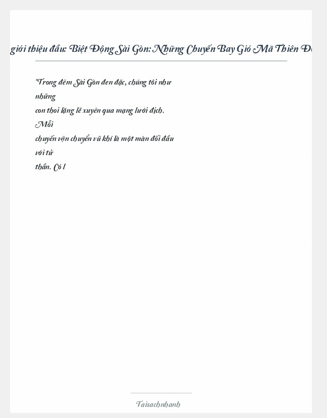 Trích đoạn Biệt Động Sài Gòn: Những Chuyến Bay Gió Mã Thiên Đồng
