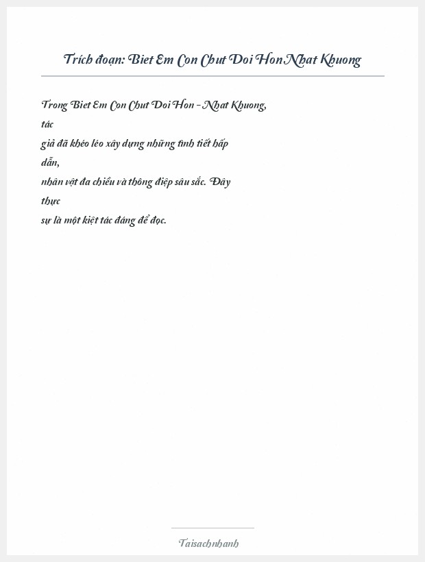 Trích đoạn Biet Em Con Chut Doi Hon Nhat Khuong