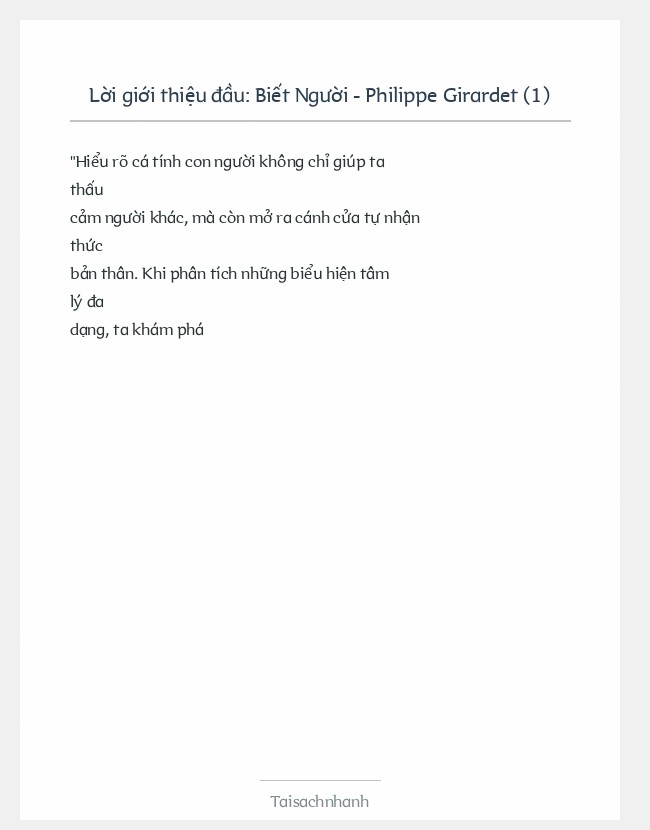 Trích đoạn Biết Người - Philippe Girardet (1)