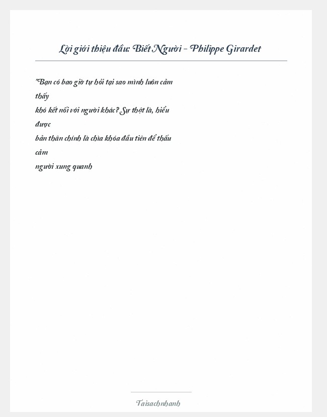 Trích đoạn Biết Người - Philippe Girardet