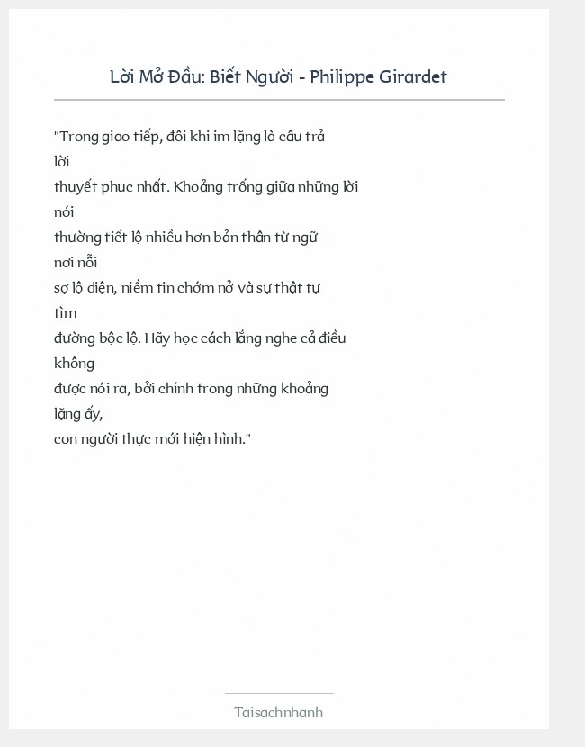 Trích đoạn Biết Người - Philippe Girardet