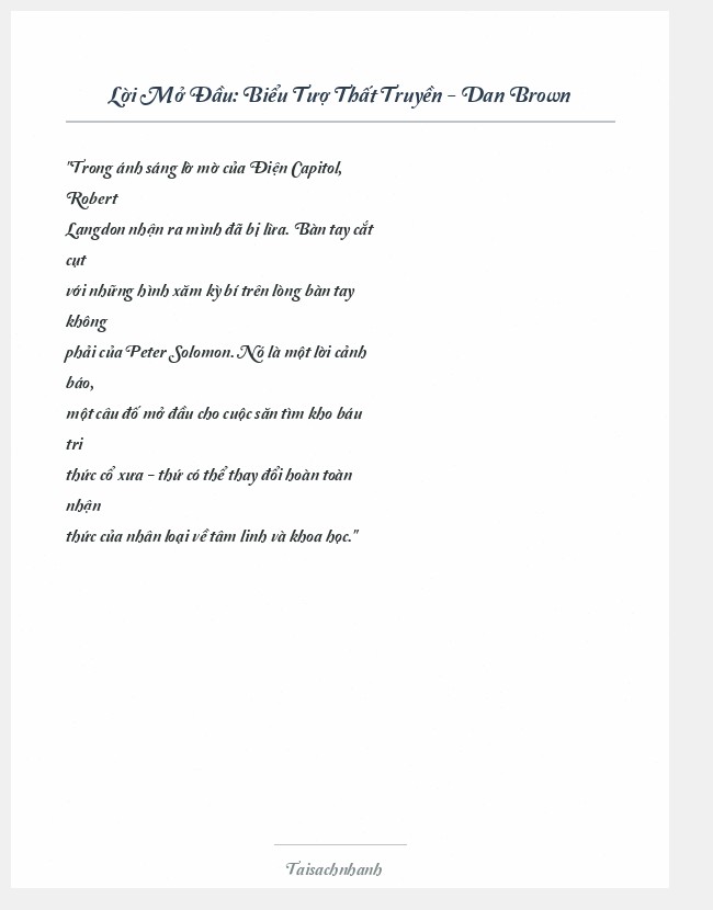 Trích đoạn Biểu Tượ Thất Truyền - Dan Brown