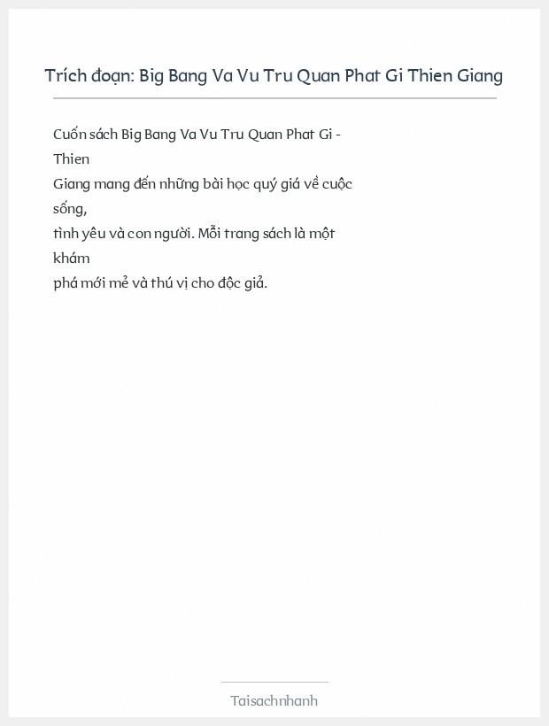 Trích đoạn Big Bang Va Vu Tru Quan Phat Gi Thien Giang