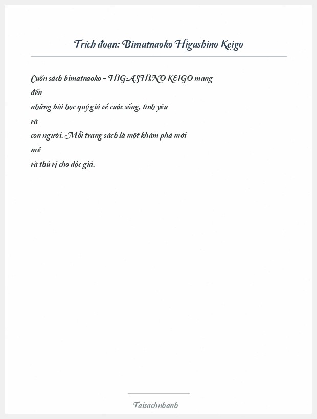 Trích đoạn Bimatnaoko Higashino Keigo