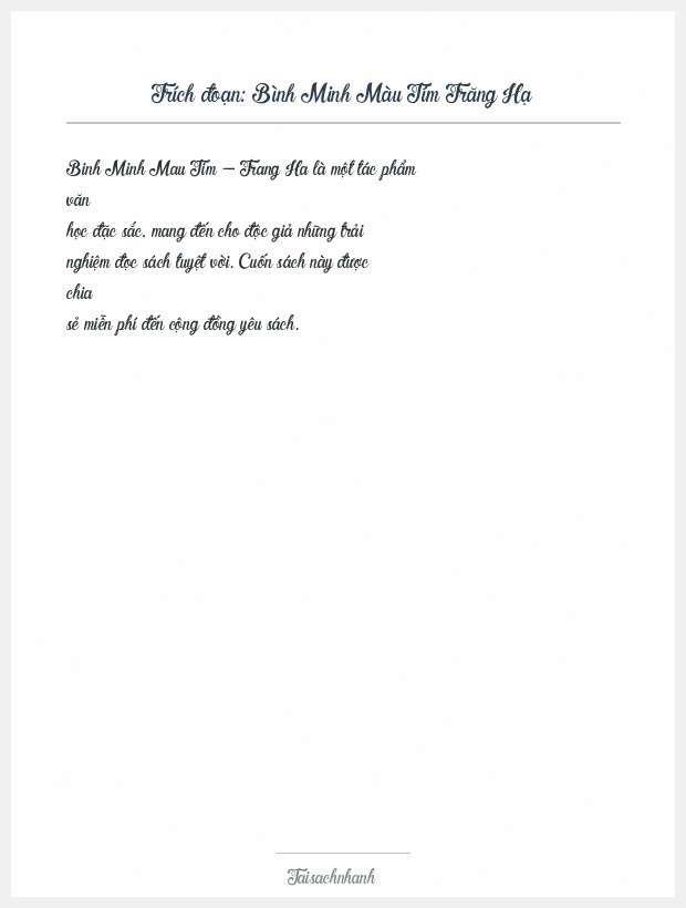 Trích đoạn Bình Minh Màu Tím Trăng Hạ