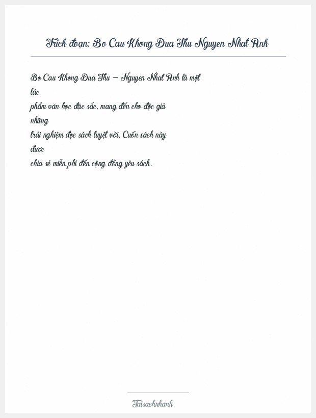 Trích đoạn Bo Cau Khong Dua Thu Nguyen Nhat Anh