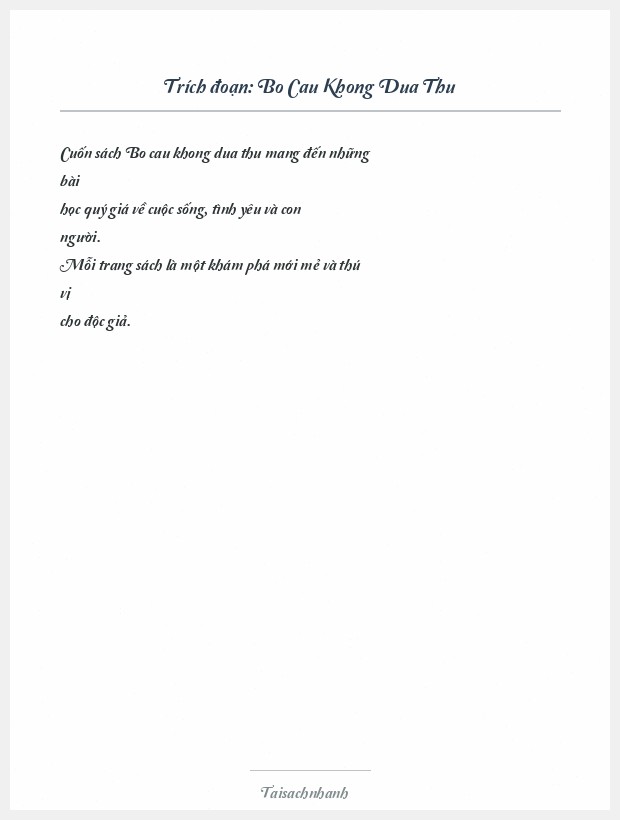 Trích đoạn Bo Cau Khong Dua Thu