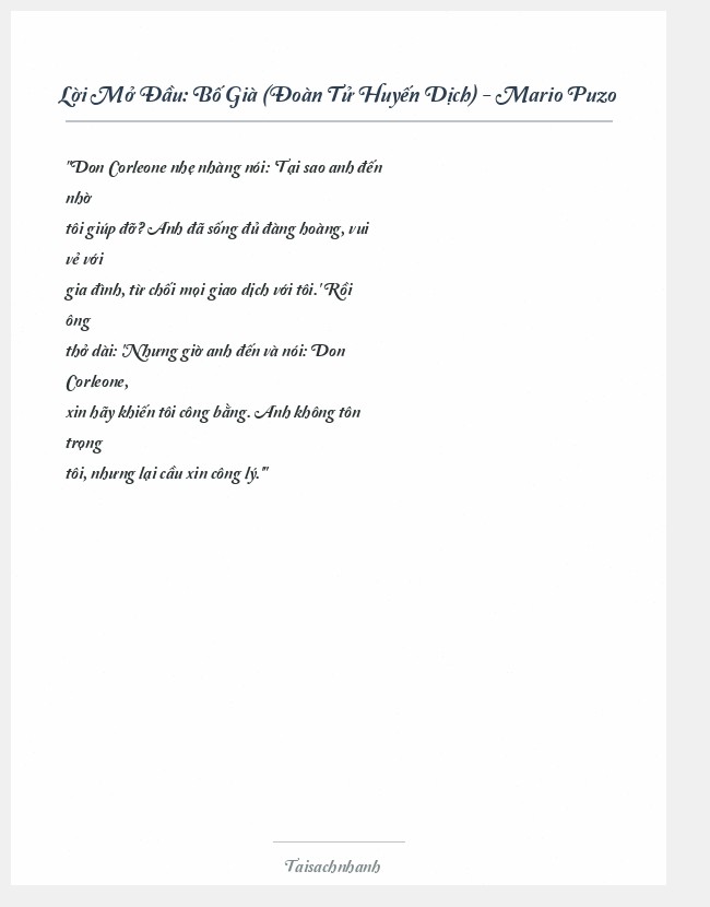 Trích đoạn Bố Già (Đoàn Tử Huyến Dịch) - Mario Puzo