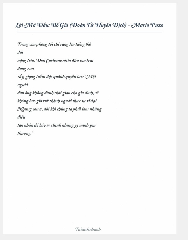Trích đoạn Bố Già (Đoàn Tử Huyến Dịch) - Mario Puzo