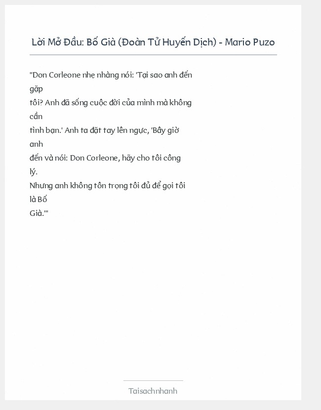 Trích đoạn Bố Già (Đoàn Tử Huyến Dịch) - Mario Puzo