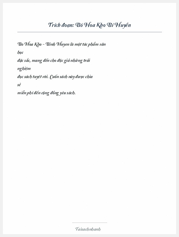 Trích đoạn Bó Hoa Kho Bí Huyền