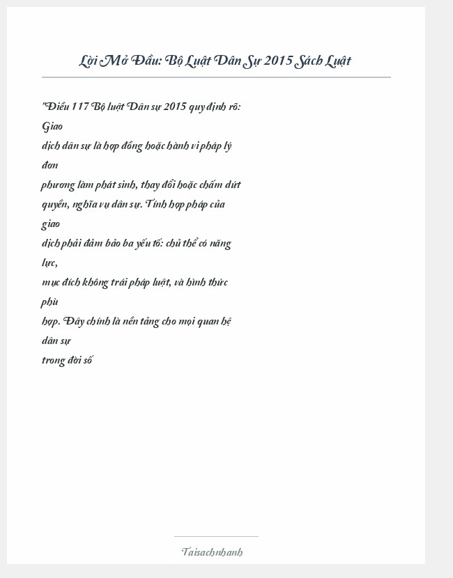 Trích đoạn Bộ Luật Dân Sự 2015 Sách Luật