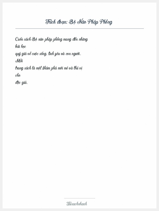 Trích đoạn Bộ Não Phập Phồng