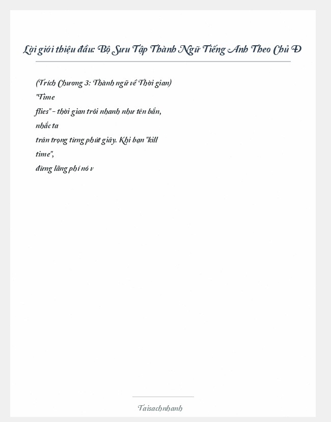 Trích đoạn Bộ Sưu Tập Thành Ngữ Tiếng Anh Theo Chủ Đ