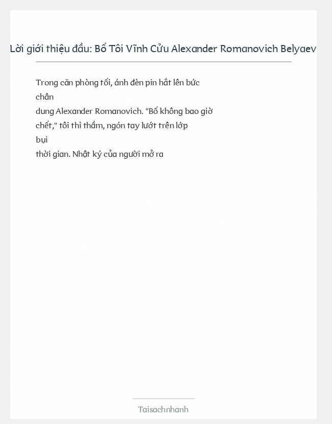 Trích đoạn Bố Tôi Vĩnh Cửu Alexander Romanovich Belyaev