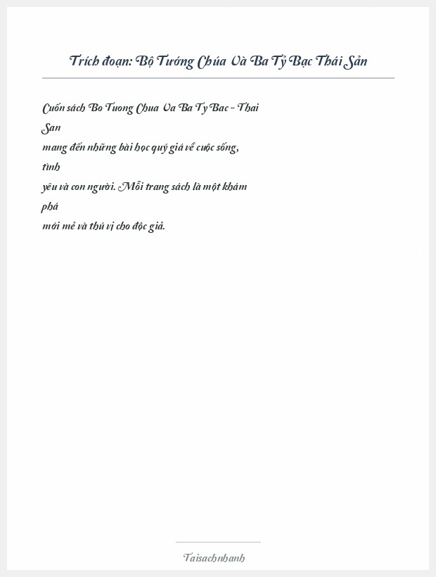 Trích đoạn Bộ Tướng Chúa Và Ba Tỷ Bạc Thái Sản