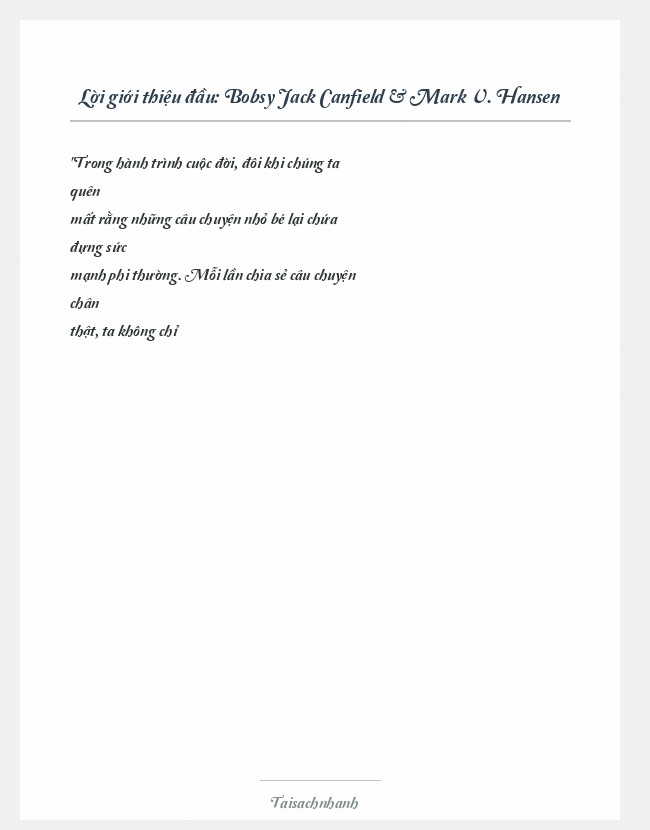 Trích đoạn Bobsy Jack Canfield & Mark V. Hansen