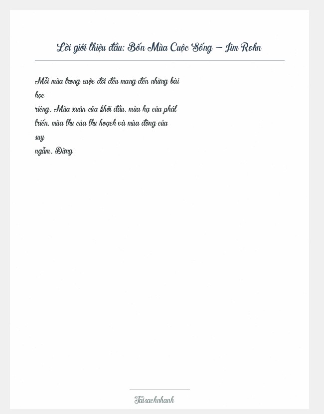 Trích đoạn Bốn Mùa Cuộc Sống - Jim Rohn
