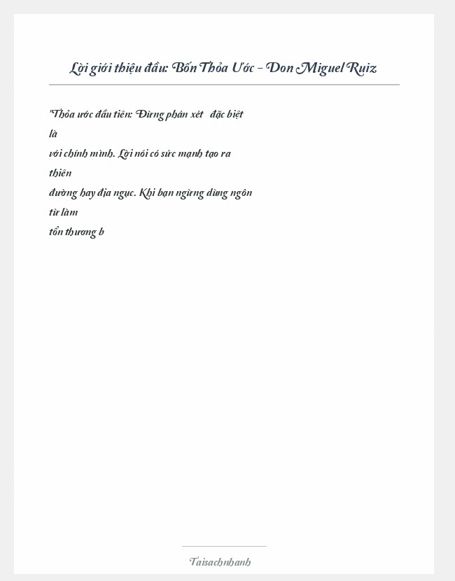 Trích đoạn Bốn Thỏa Ước - Don Miguel Ruiz