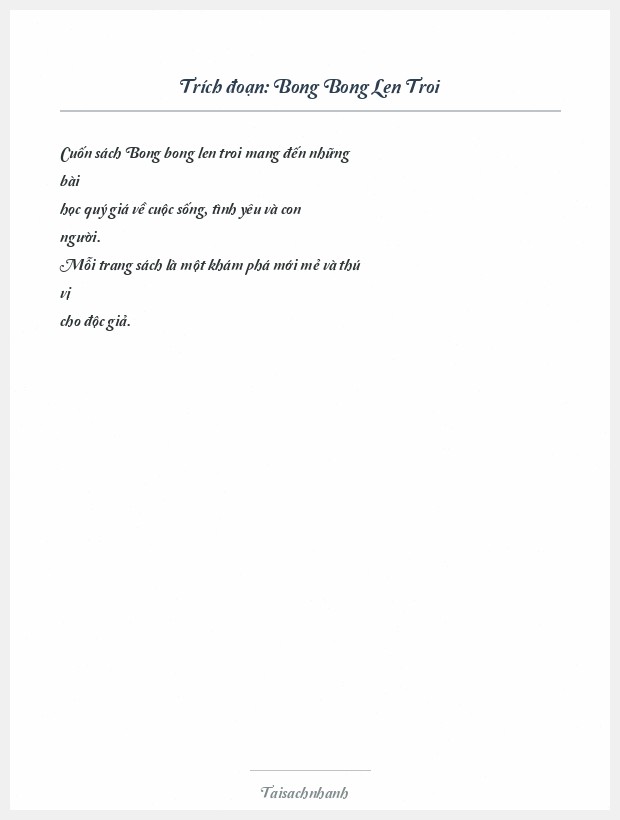 Trích đoạn Bong Bong Len Troi