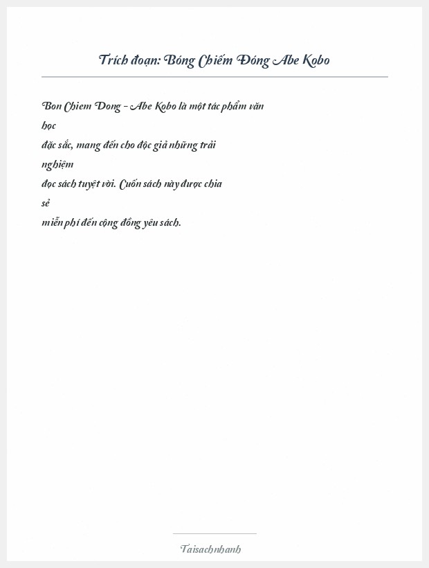 Trích đoạn Bóng Chiếm Đóng Abe Kobo