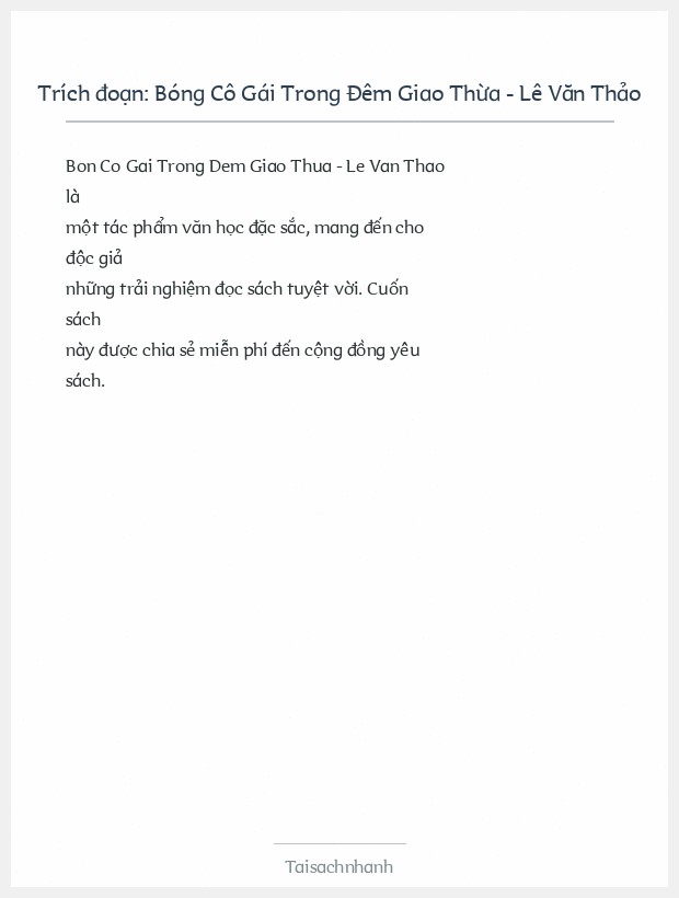 Trích đoạn Bóng Cô Gái Trong Đêm Giao Thừa - Lê Văn Thảo