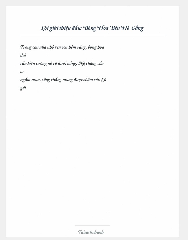 Trích đoạn Bông Hoa Bên Hè Vắng