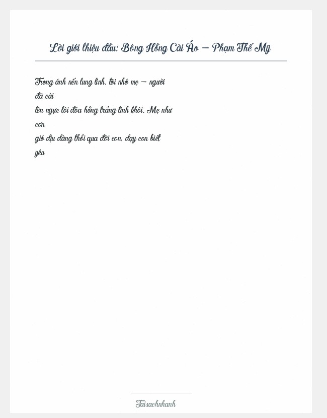 Trích đoạn Bông Hồng Cài Áo - Phạm Thế Mỹ