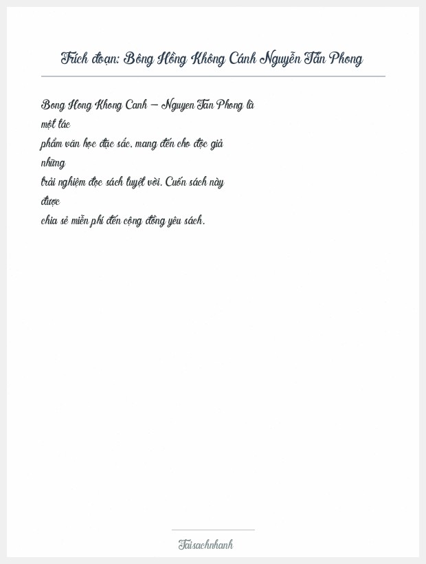 Trích đoạn Bông Hồng Không Cánh Nguyễn Tấn Phong