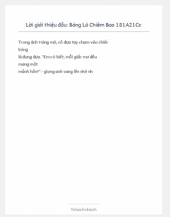 Trích đoạn Bóng Lá Chiêm Bao 181A21Cc