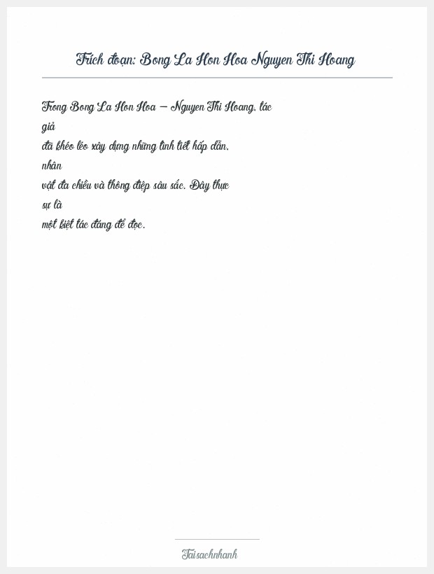 Trích đoạn Bong La Hon Hoa Nguyen Thi Hoang