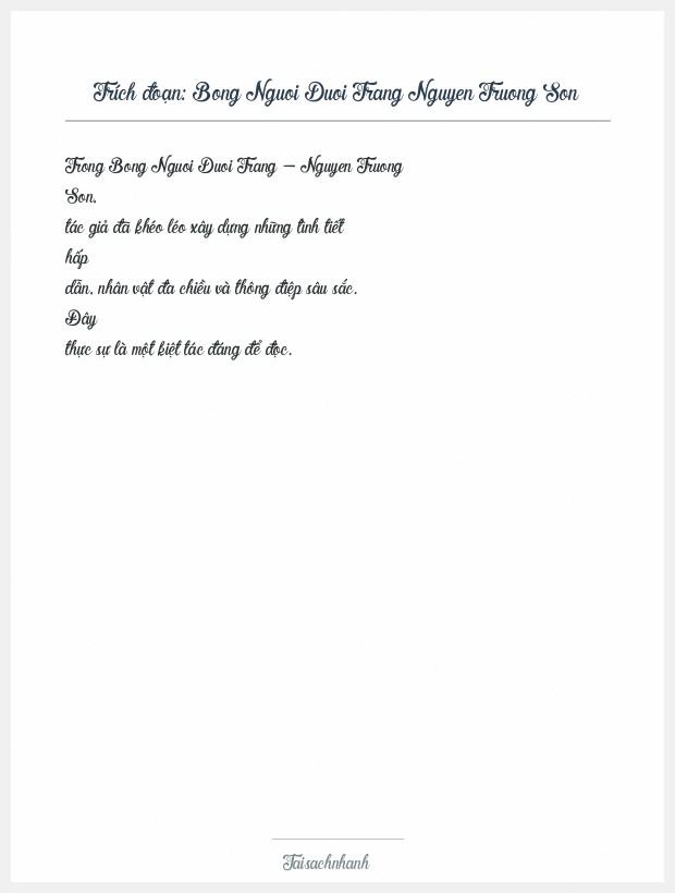 Trích đoạn Bong Nguoi Duoi Trang Nguyen Truong Son
