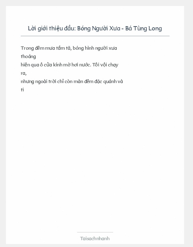 Trích đoạn Bóng Người Xưa - Bá Tùng Long