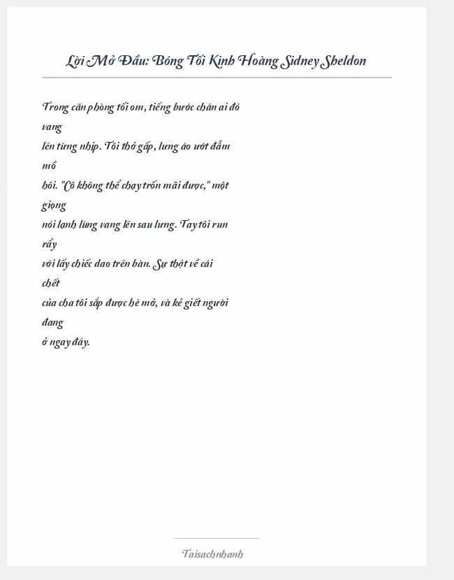 Trích đoạn Bóng Tối Kinh Hoàng Sidney Sheldon