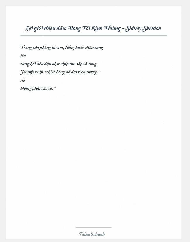 Trích đoạn Bóng Tối Kinh Hoàng - Sidney Sheldon