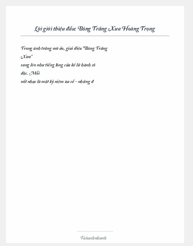 Trích đoạn Bóng Trăng Xưa Hoàng Trọng