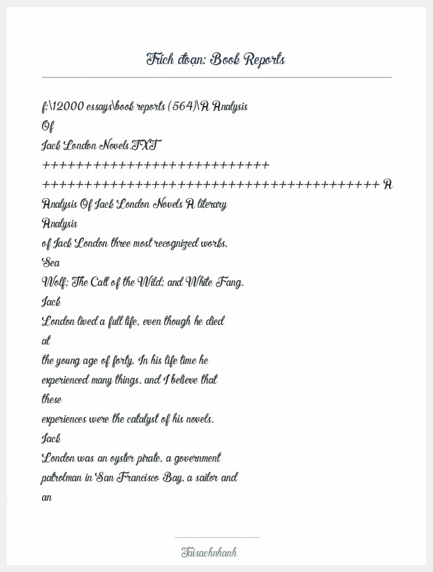 Trích đoạn Book Reports