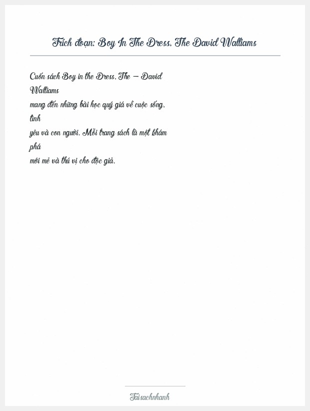 Trích đoạn Boy In The Dress, The David Walliams