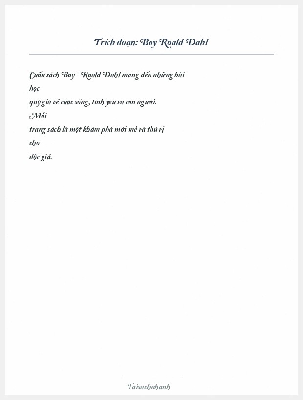 Trích đoạn Boy Roald Dahl