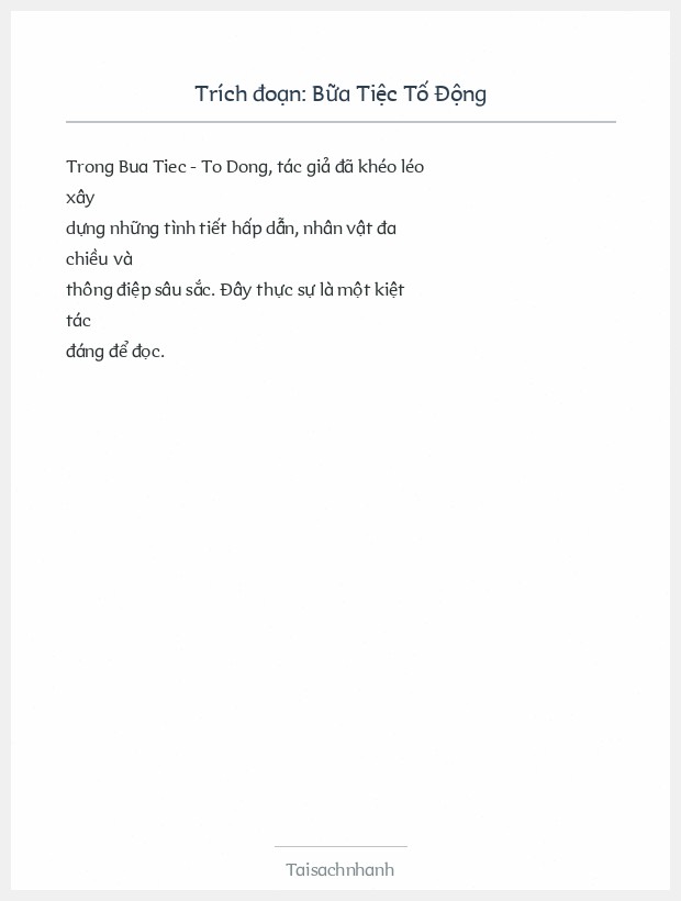 Trích đoạn Bữa Tiệc Tố Động