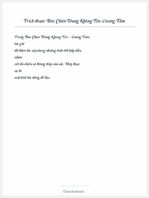 Trích đoạn Bức Chân Dung Không Tên Vương Tầm
