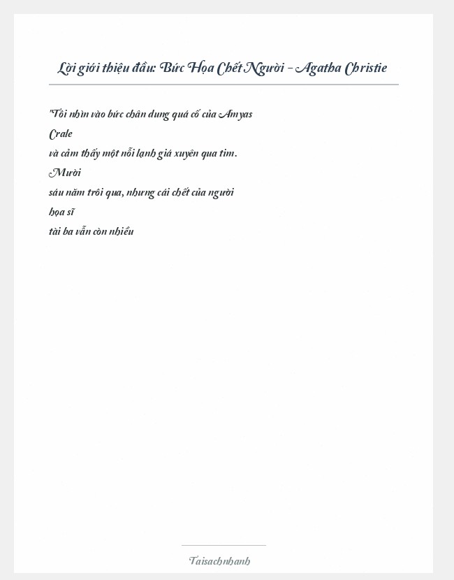 Trích đoạn Bức Họa Chết Người - Agatha Christie