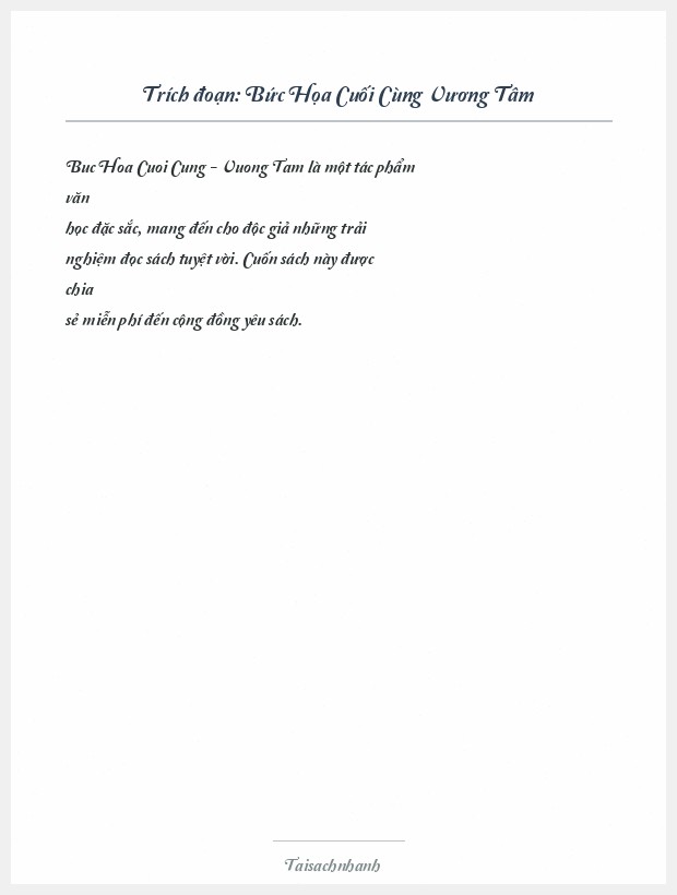 Trích đoạn Bức Họa Cuối Cùng Vương Tâm