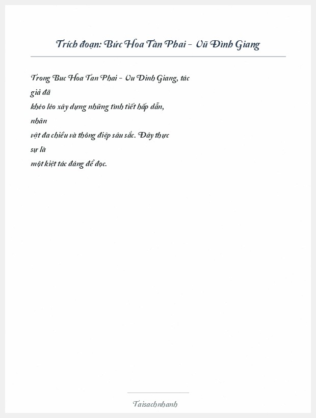 Trích đoạn Bức Hoa Tàn Phai - Vũ Đình Giang