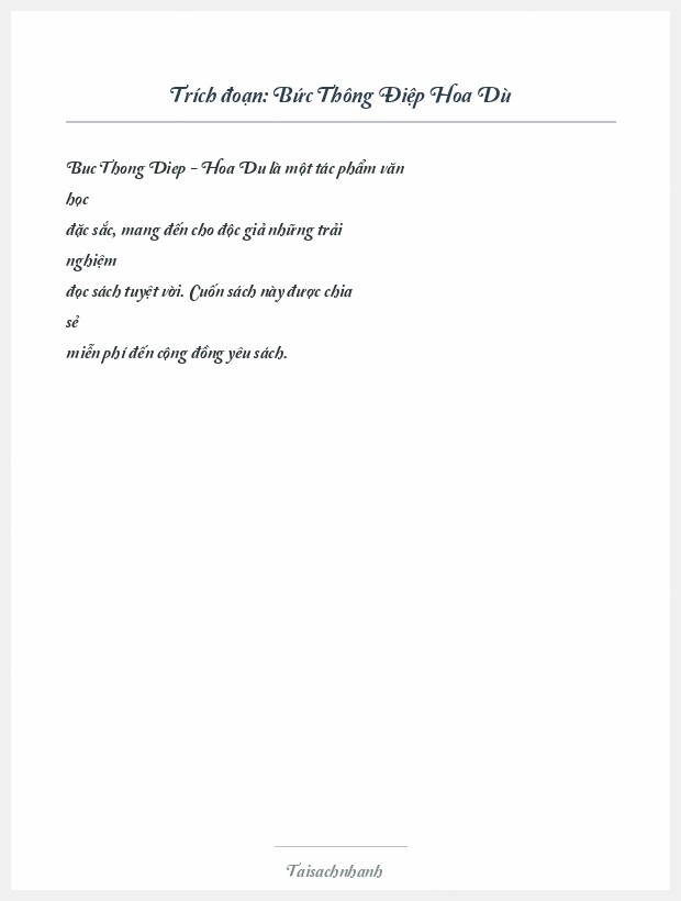 Trích đoạn Bức Thông Điệp Hoa Dù