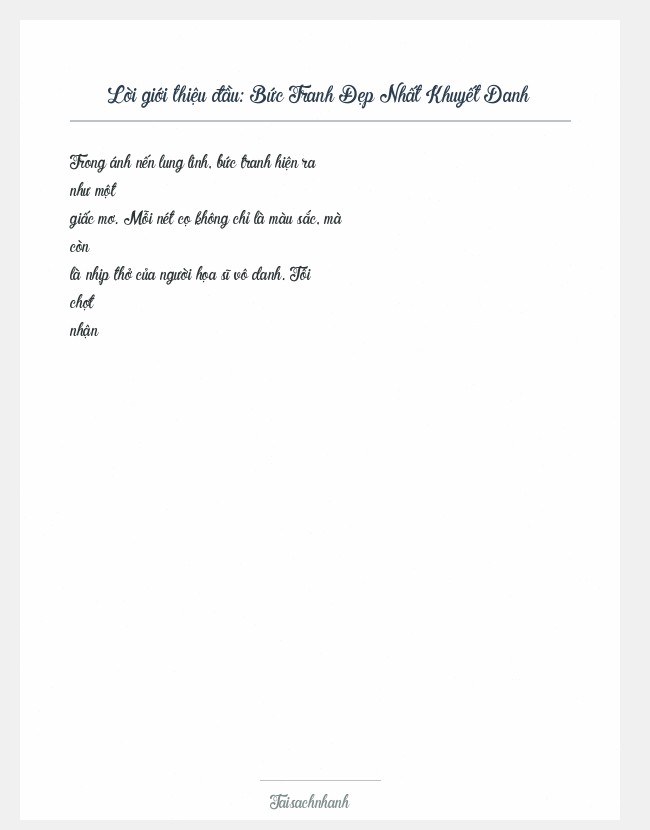 Trích đoạn Bức Tranh Đẹp Nhất Khuyết Danh